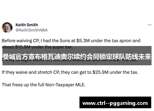 曼城官方宣布格瓦迪奥尔续约合同锁定球队防线未来 曼城官方宣布格瓦迪奥尔续约合同锁定球队防线未来